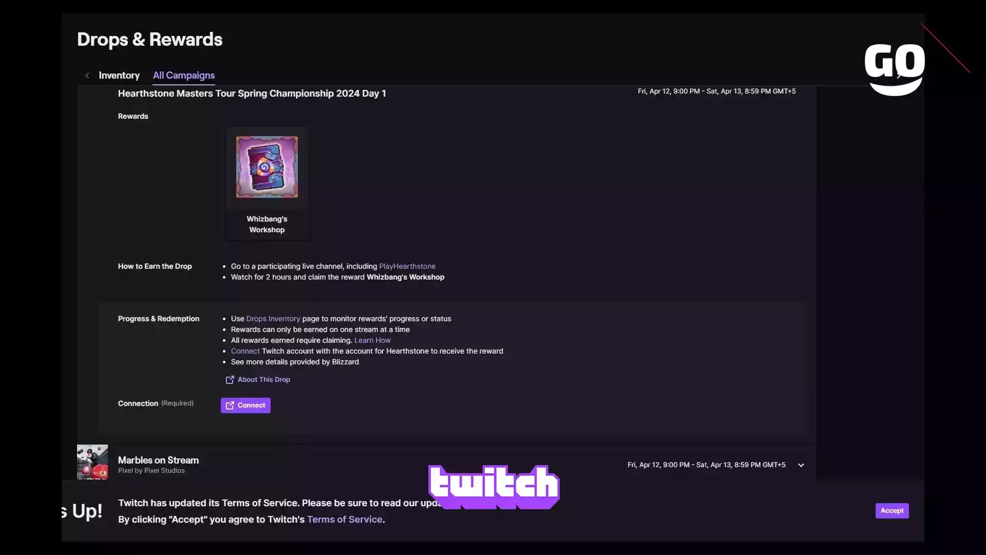 Twitch Drops: Hearthstone Masters Tour Весна 2024 День 1 для Hearthstone