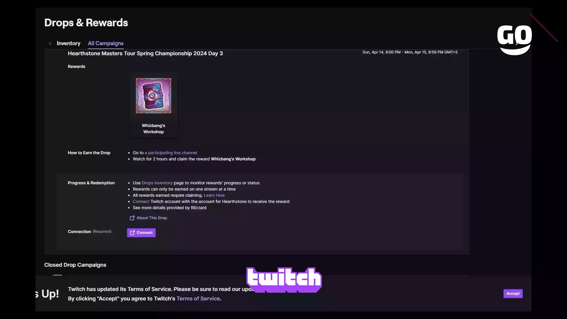Twitch Drops подарки на Hearthstone Masters Tour Spring Championship 2024 Day 3 для Hearthstone