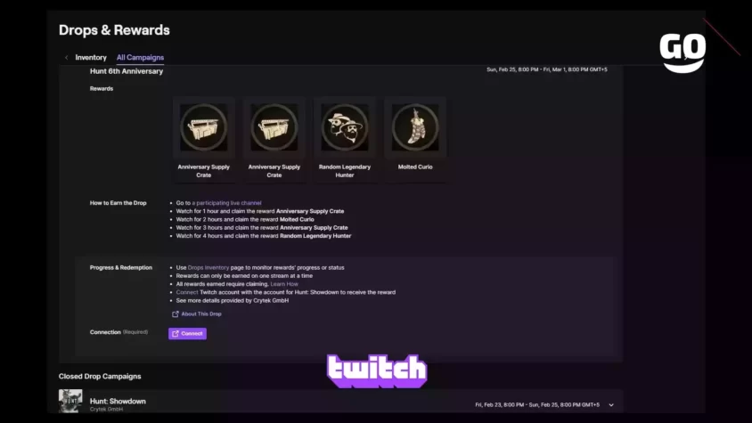 Игровые подарки к 6-й годовщине Hunt: Showdown от Twitch Drops Hunt 6th Anniversary