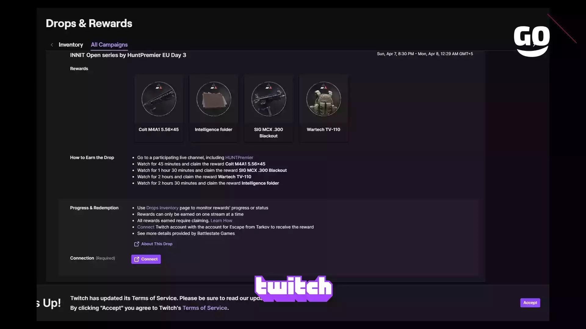 Twitch Drops: уникальные подарки INNIT Open series от HuntPremier EU в Escape from Tarkov