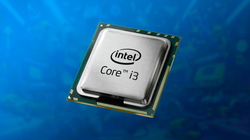 Процессор Intel Core i3-2125 на фоне компьютерных компонентов