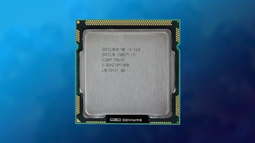 Процессор Intel Core i5-760 на фоне