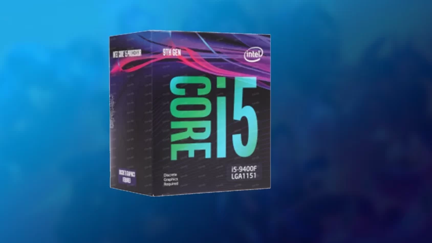 Процессор Intel Core i5-9400F, вид сверху на белом фоне