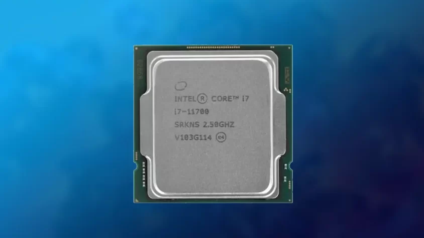 Процессор Intel Core i7-11700 на фоне