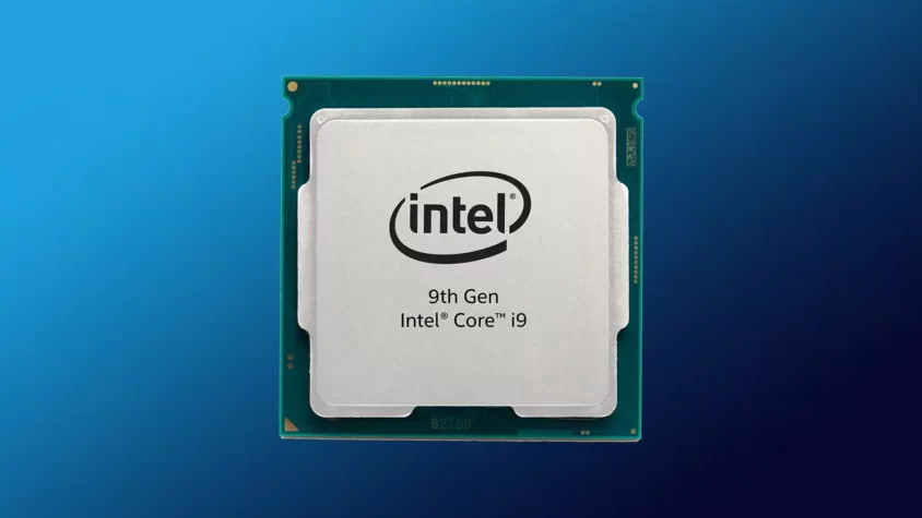 Процессор Intel Core i9-9900K на фоне