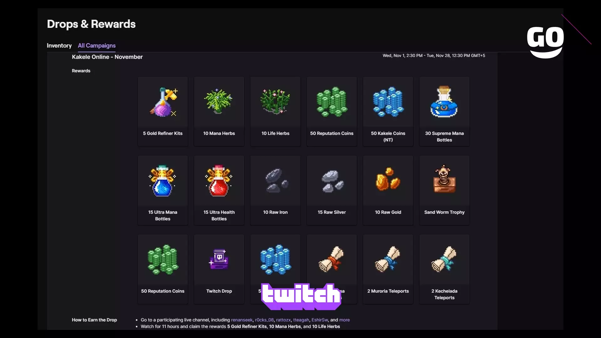 Twitch Drops раздает Kakele Online — November для Kakele Online: MMORPG