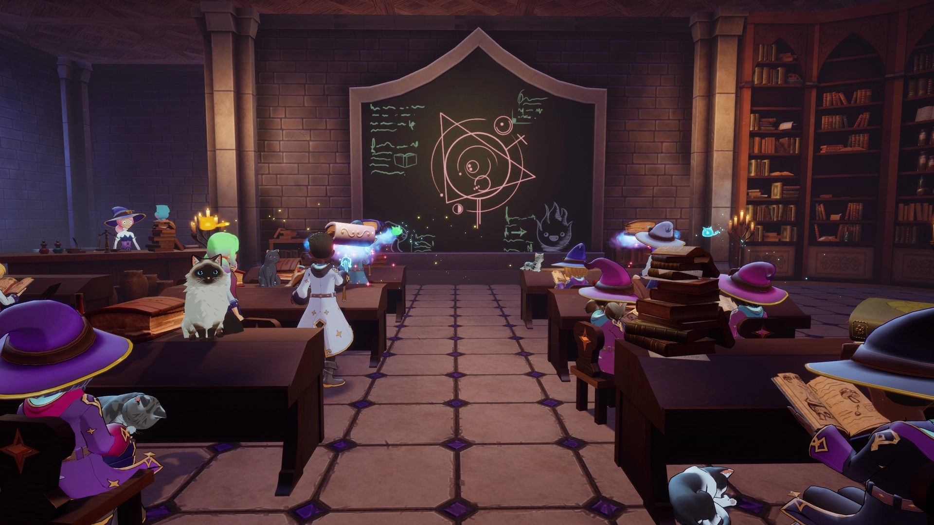 урок магии в классе с котами и заклинаниями в игре Kitori Academy