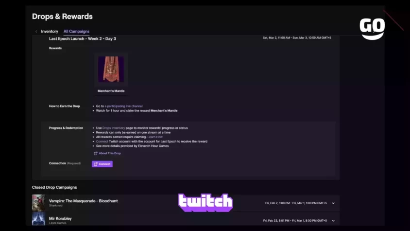 Игровые бонусы Last Epoch Launch — Неделя 2, День 3 от Twitch Drops Last Epoch Launch - Week 2 - Day 3