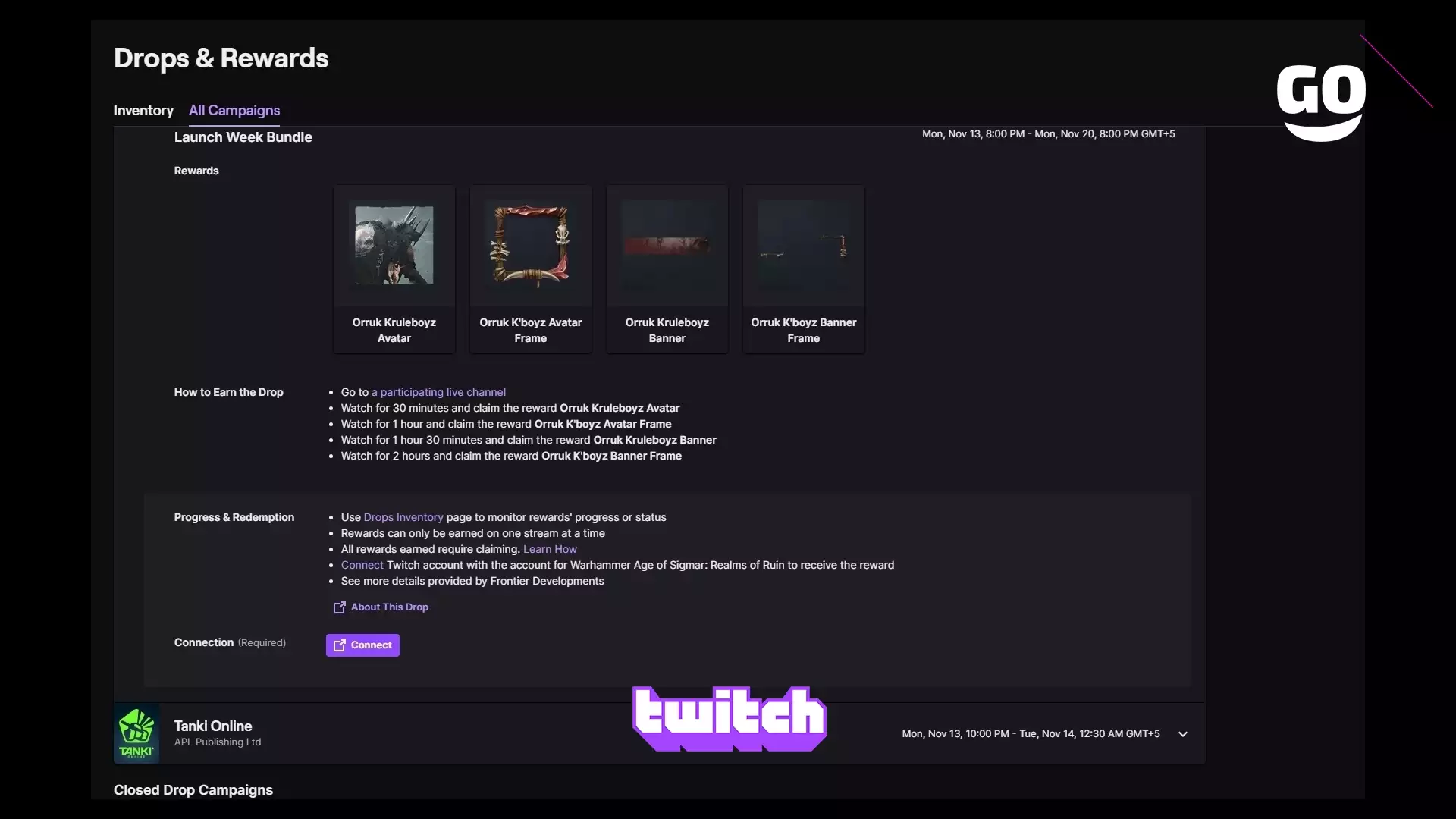 Бесплатные игровые бонусы Twitch Drops: Launch Week Bundle для Warhammer Age of Sigmar: Realms of Ruin