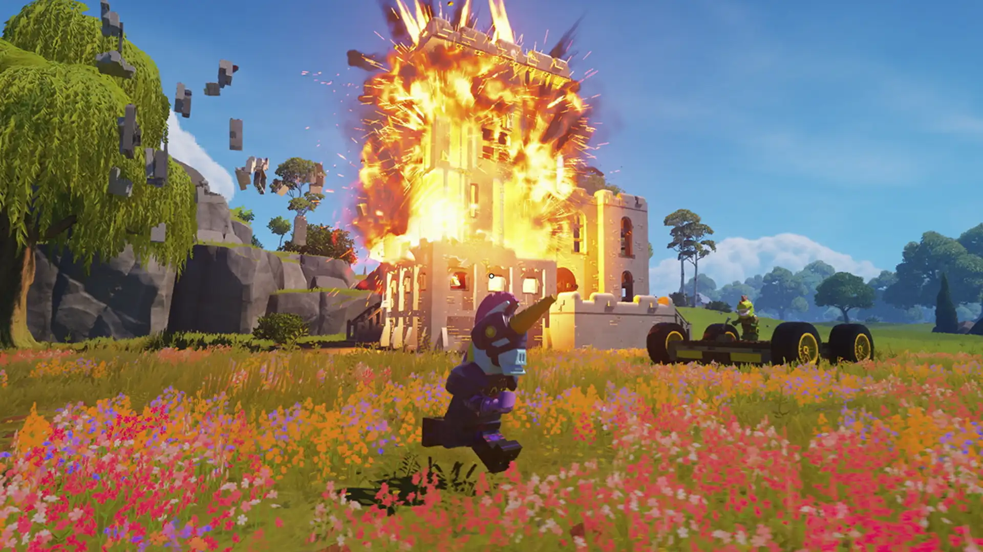 Взрывающееся здание в LEGO Fortnite