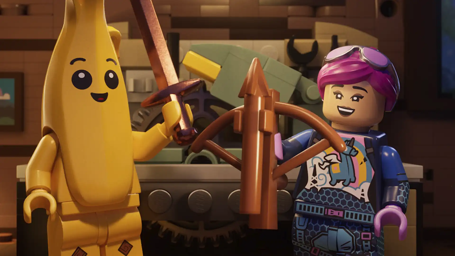 Персонажи LEGO Fortnite с оружием