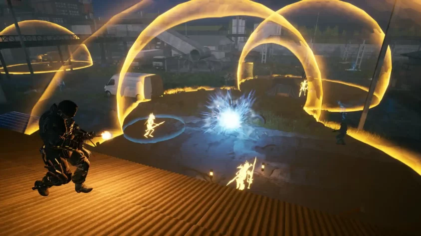 Lightphobe game screenshot 4 Ночной бой с использованием энергетических щитов и оружия в Lightphobe.