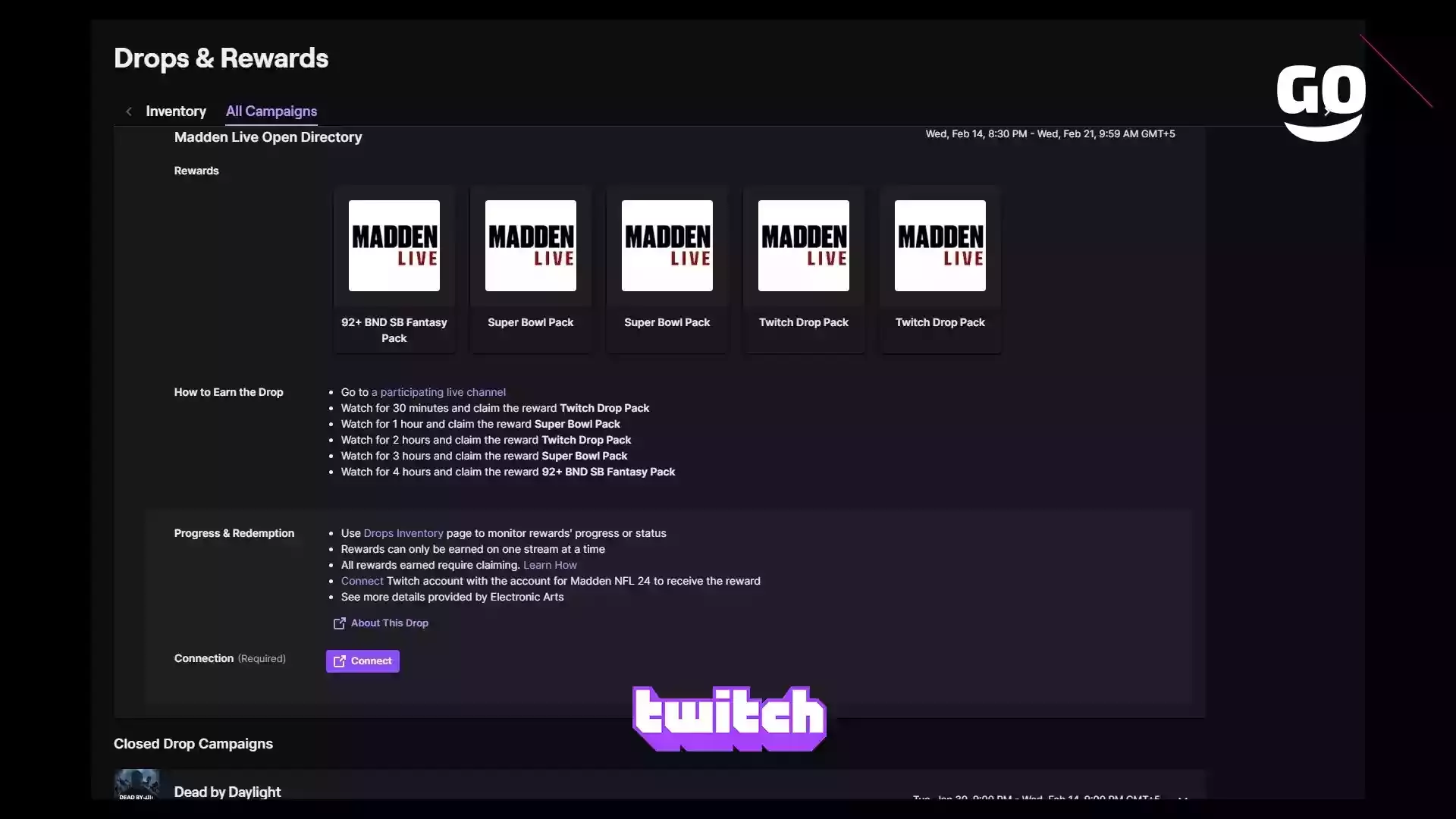 Бонусы Twitch Drops: Открытый каталог Madden Live для Madden NFL 24