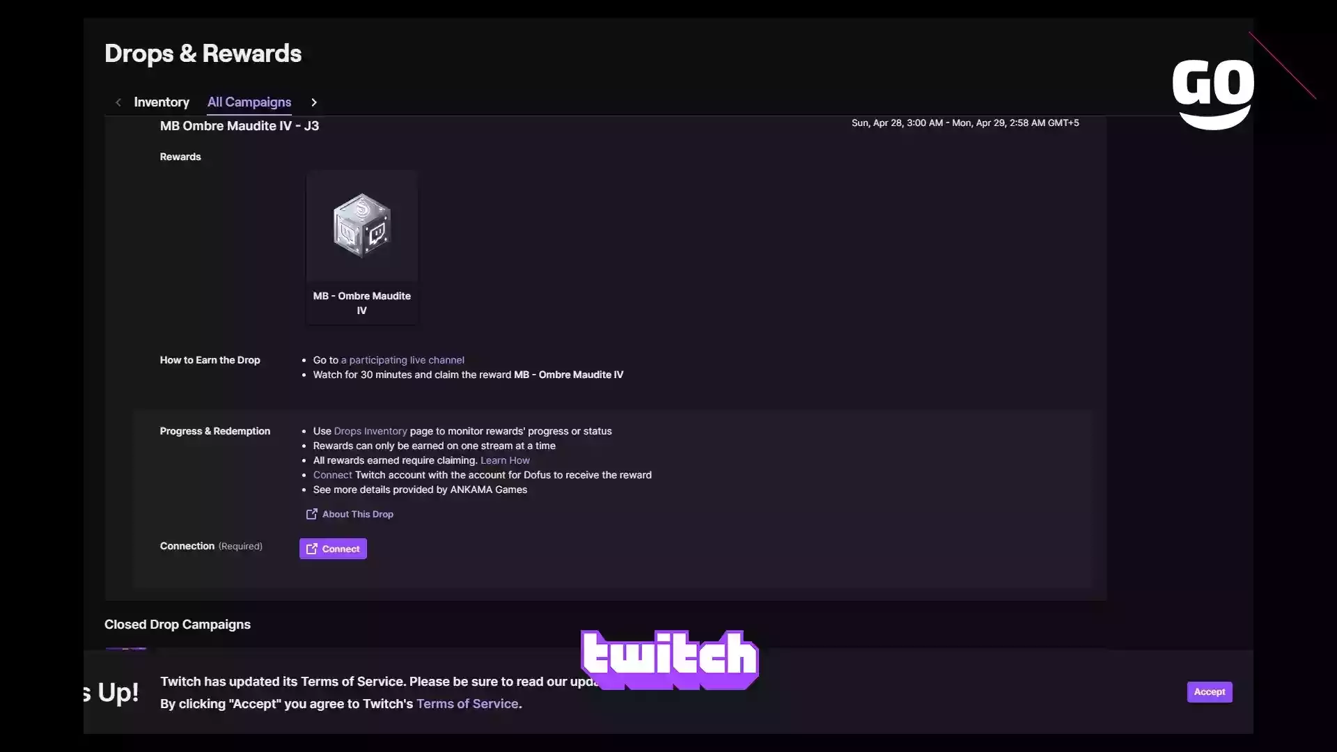 Twitch Drops предлагает подарки MB Ombre Maudite IV — J3 для Dofus