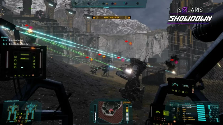 Грандиозные битвы мехов в MechWarrior 5: Solaris Showdown. Мех в боевой стойке на арене Solaris Showdown.