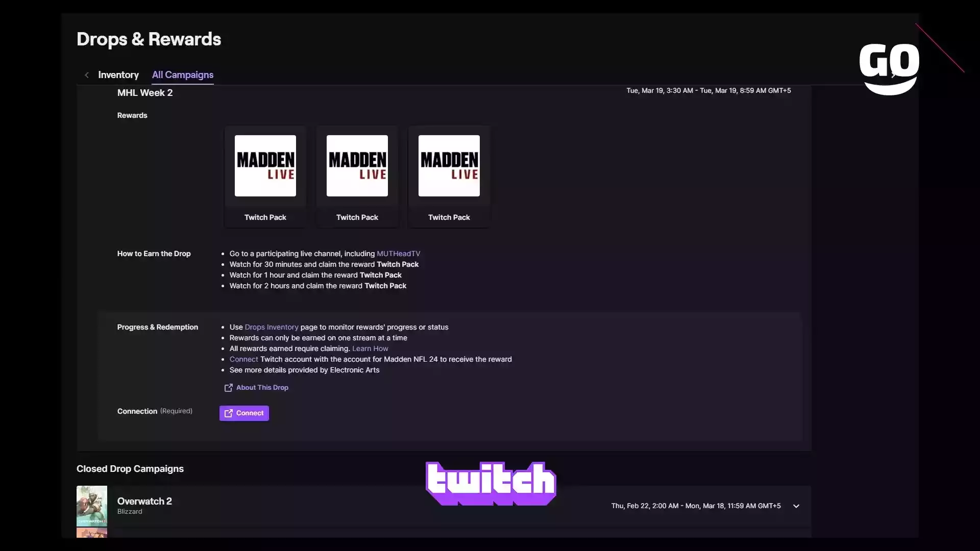 Twitch Drops игровые подарки MHL Week 2 для Madden NFL 24