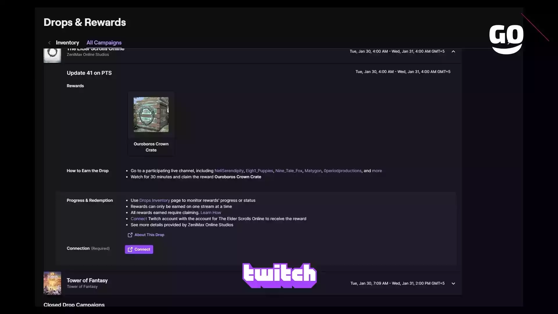 Twitch Drops раздает Mid Season 49 DROP 1 для The Elder Scrolls Online