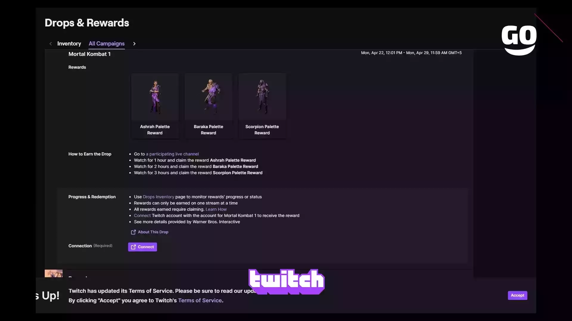 Twitch Drops: Бонусы Mortal Kombat 1