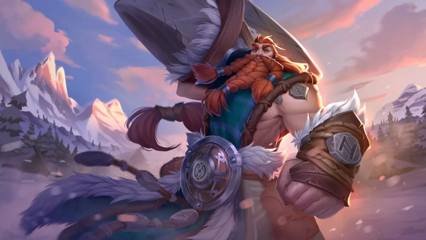 Обложка дополнения Mountain Song для Minion Masters, показывающая карточные символы и элементы клана Stoutheart.