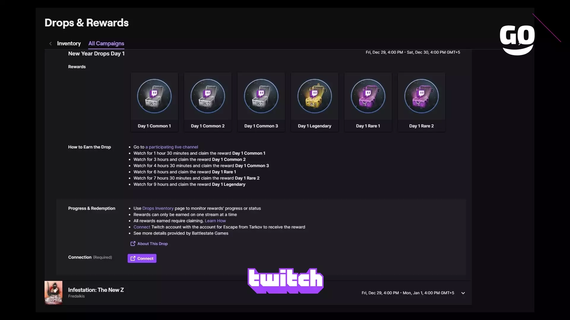 Twitch Drops раздает New Year Drops Day 1 для Escape from Tarkov
