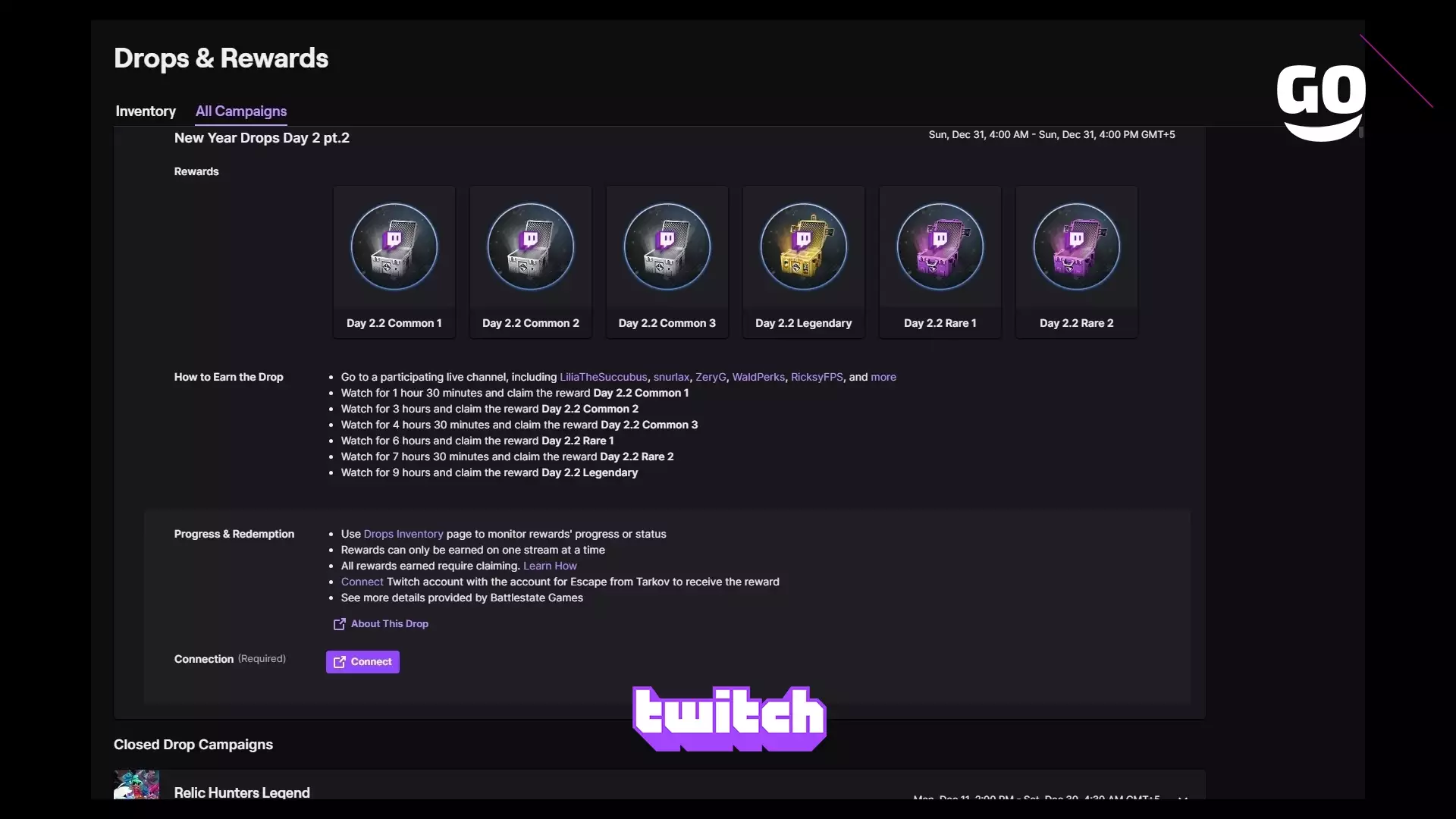 Twitch Drops раздает New Year Drops Day 2 pt.2 для Escape from Tarkov