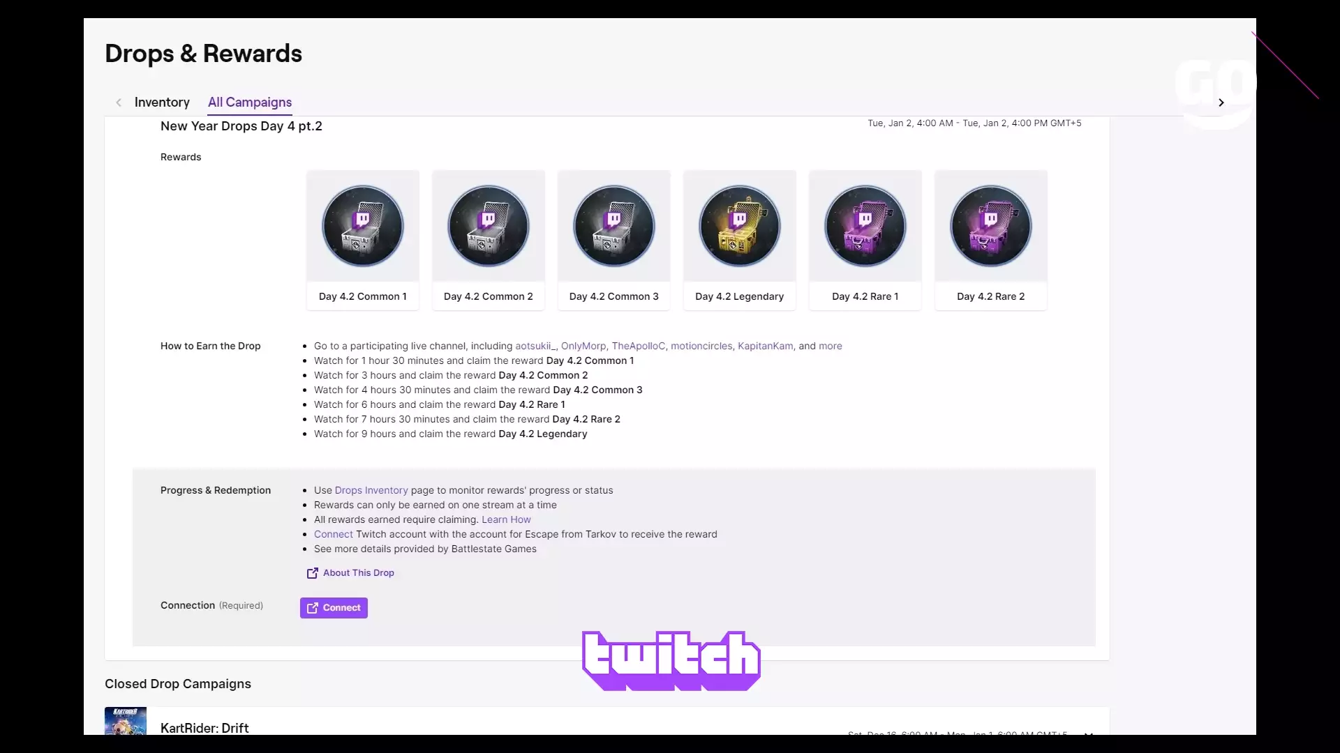Twitch Drops: Четвертый день Новогодних Падений часть 2 в Escape from Tarkov