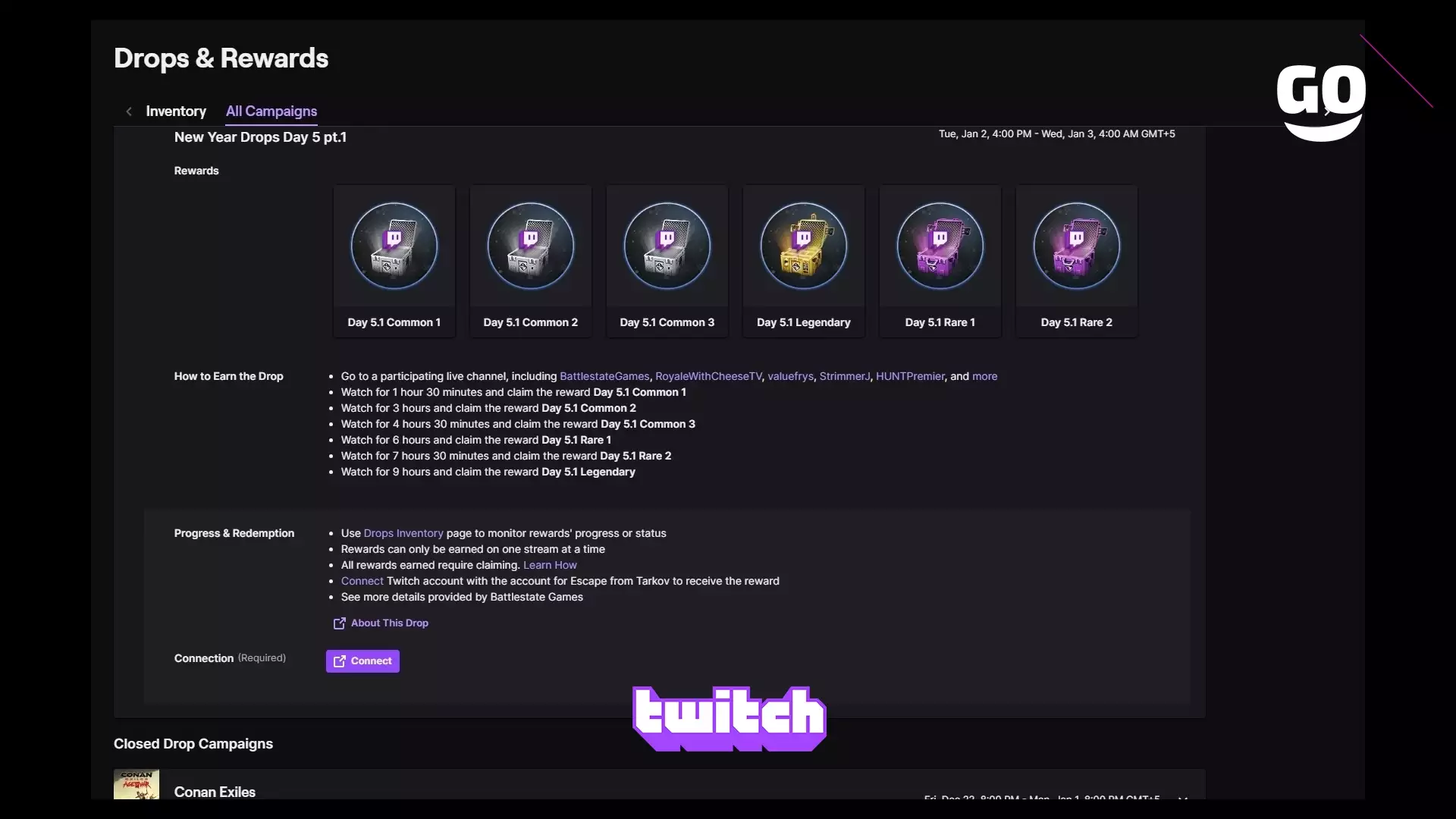Twitch Drops: Праздничные подарки дня 5 часть 1 для Escape from Tarkov