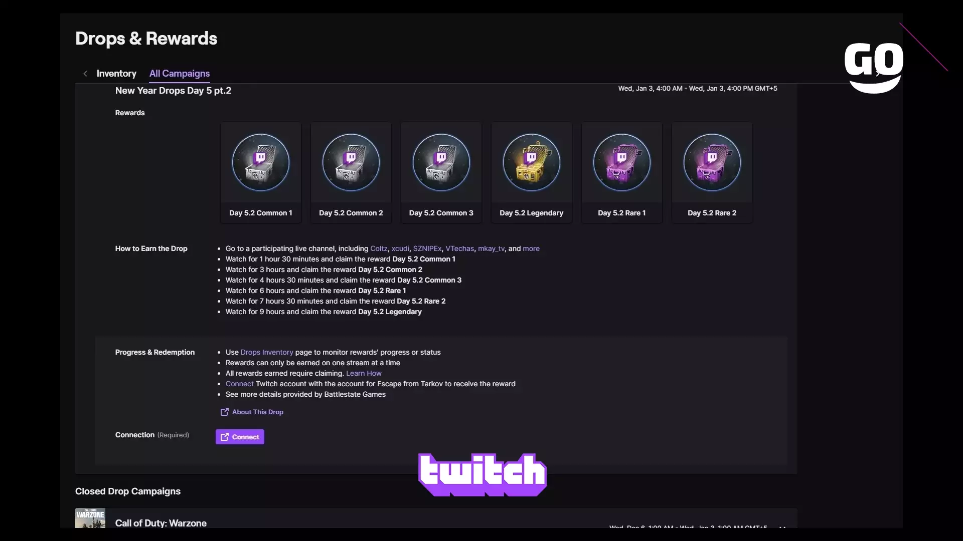 Twitch Drops раздает New Year Drops Day 5 pt.2 для Escape from Tarkov