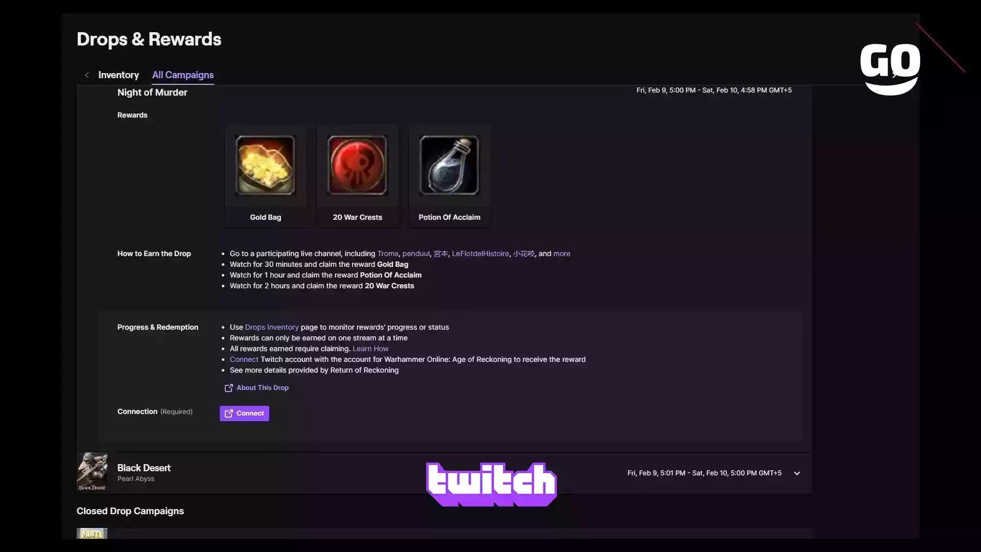 Бесплатные подарки Night of Murder в Warhammer Online от Twitch Drops