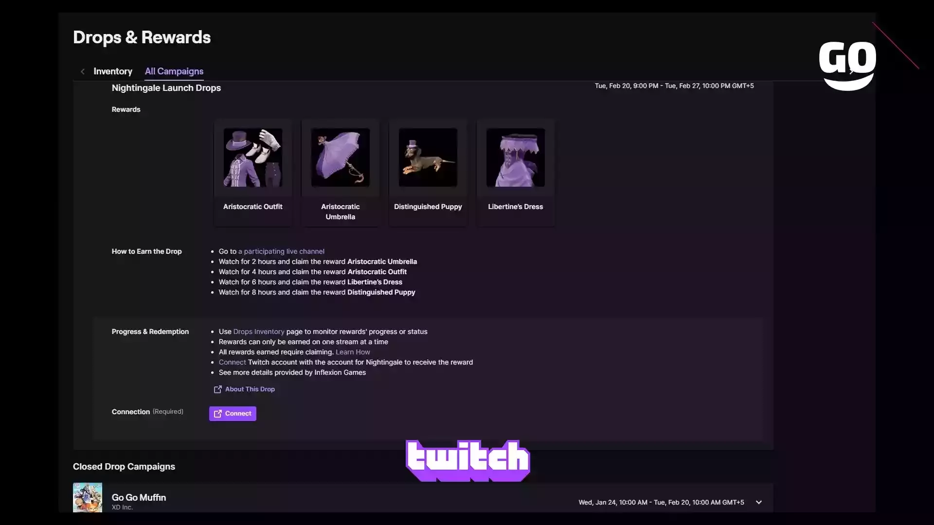 Twitch Drops: Запуск Nightingale с уникальными подарками