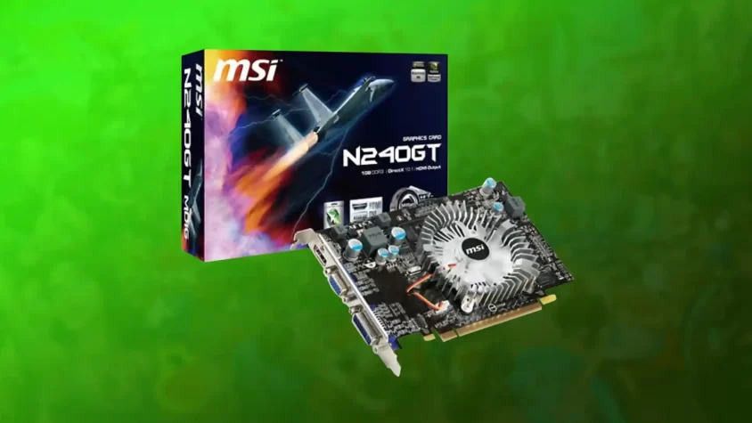 Nvidia GeForce 240 GT на фоне игрового интерфейса