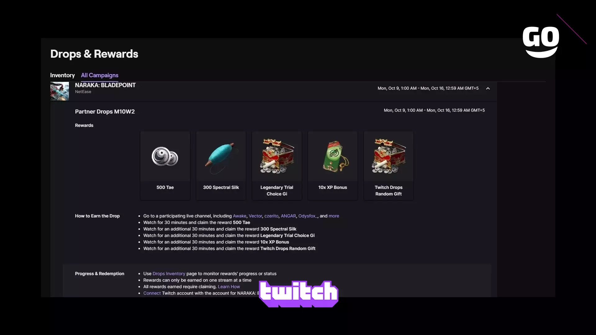 Следите за NARAKA BLADEPOINT на Twitch и получите бонусы M10W2