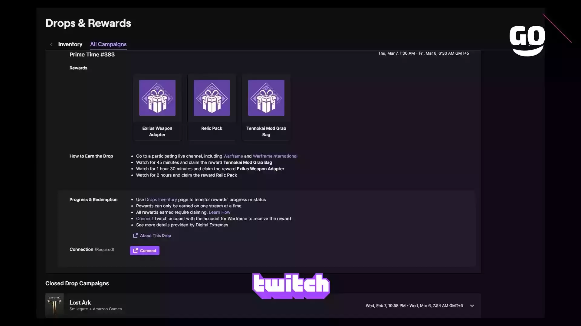 Получай бонусы Prime Time #383 для Warframe от Twitch Drops