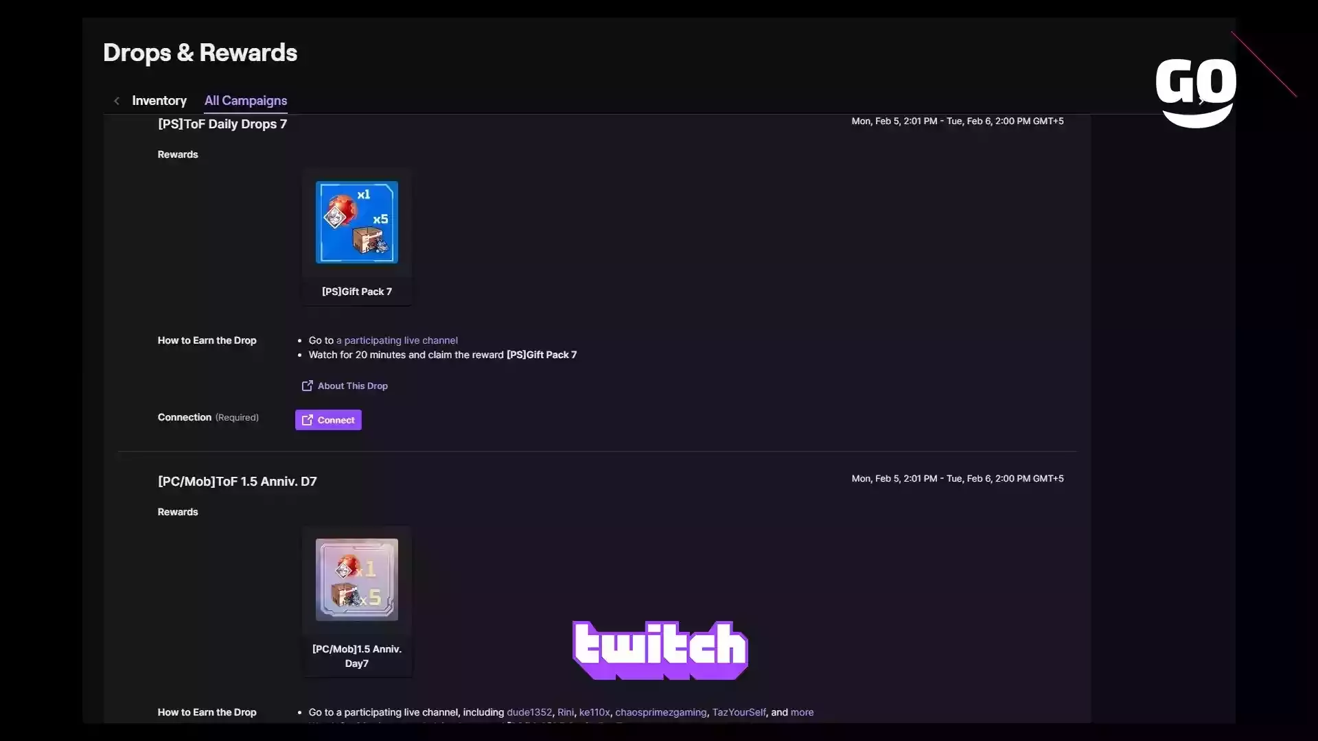 Получайте игровые бонусы в Tower of Fantasy с Twitch Drops каждый день