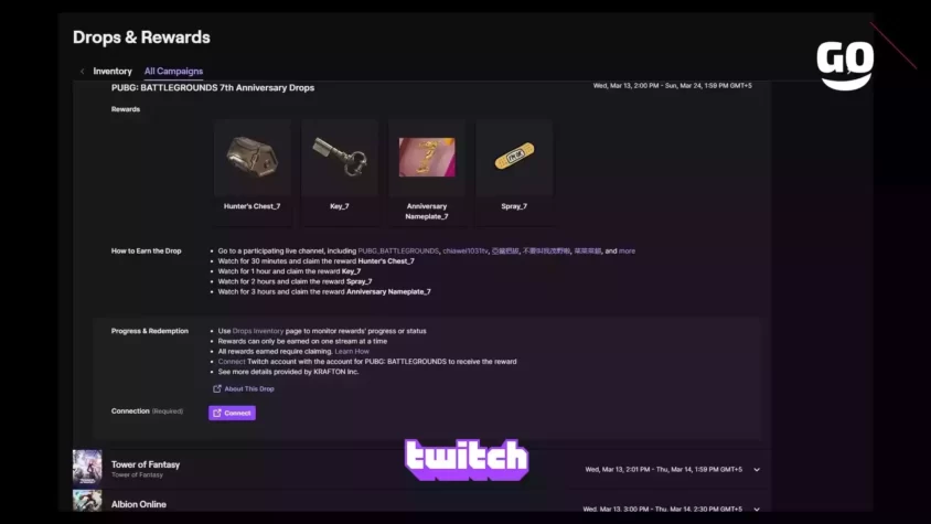 Уникальные предметы для PUBG: BATTLEGROUNDS, доступные через Twitch Drops в честь 7-летия игры PUBG: BATTLEGROUNDS 7th Anniversary Drops