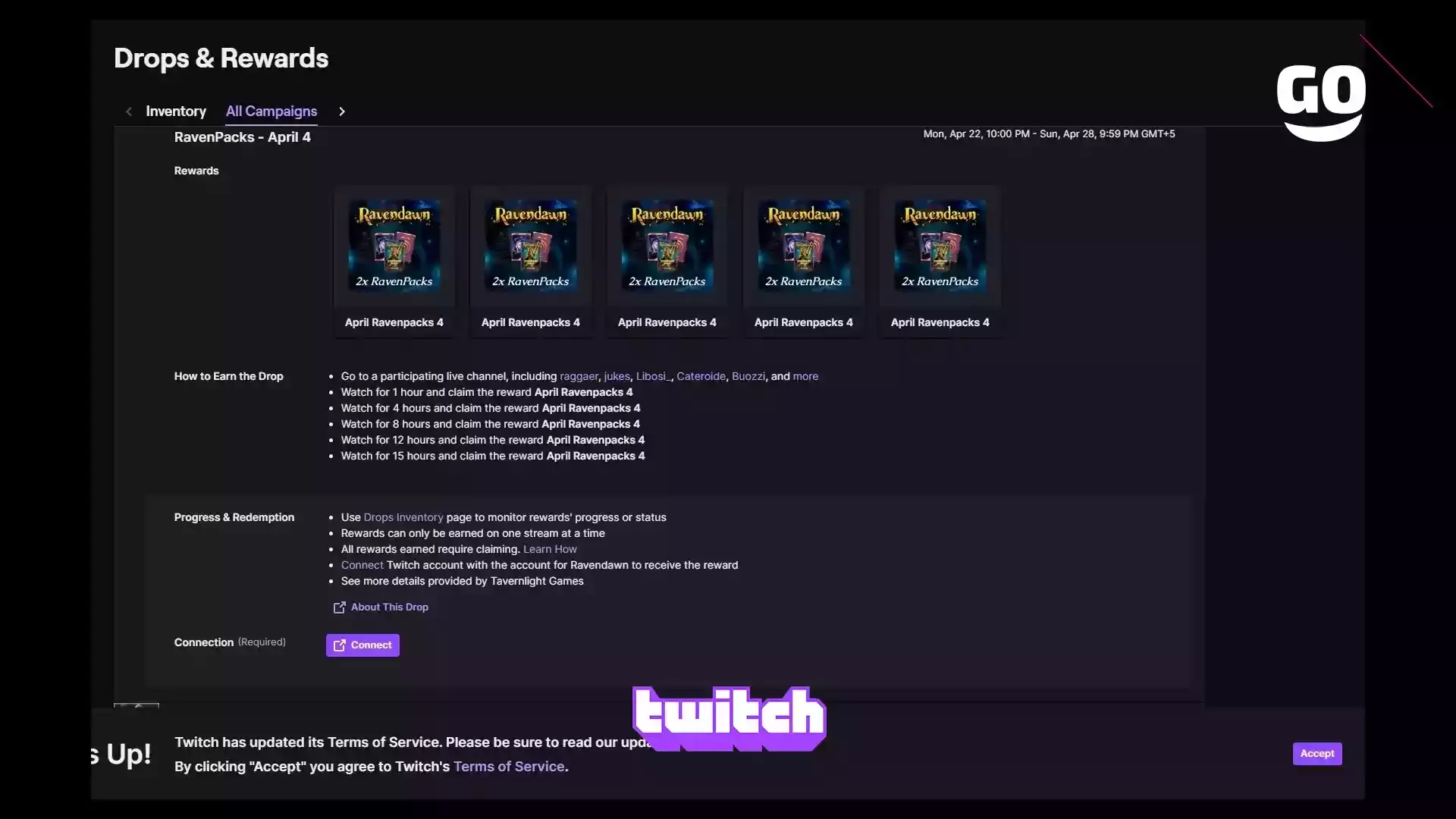Игровые Бонусы на Twitch для Ravendawn 4 апреля