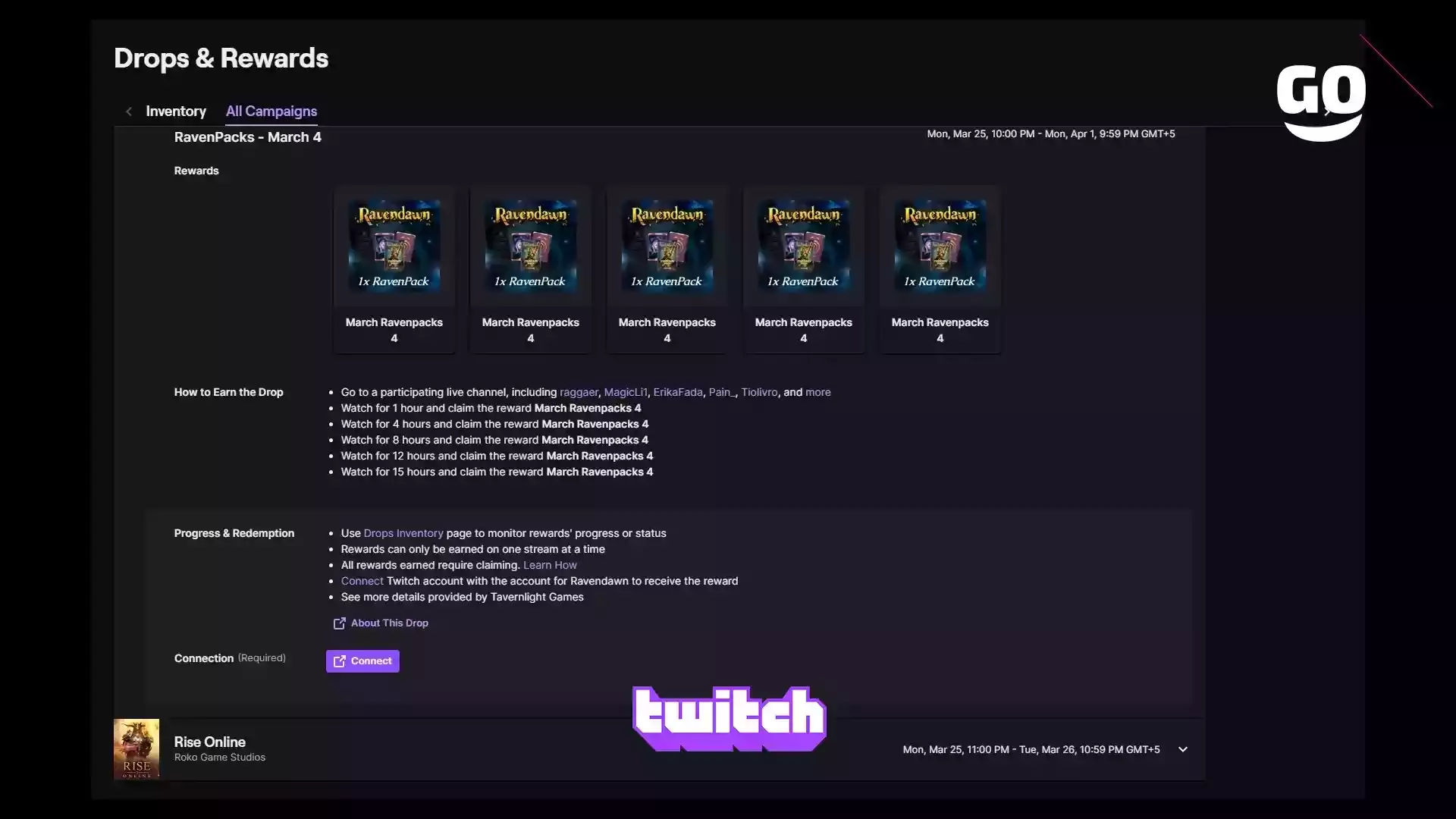 Twitch Drops раздают подарки RavenPacks 4 марта для игры Ravendawn