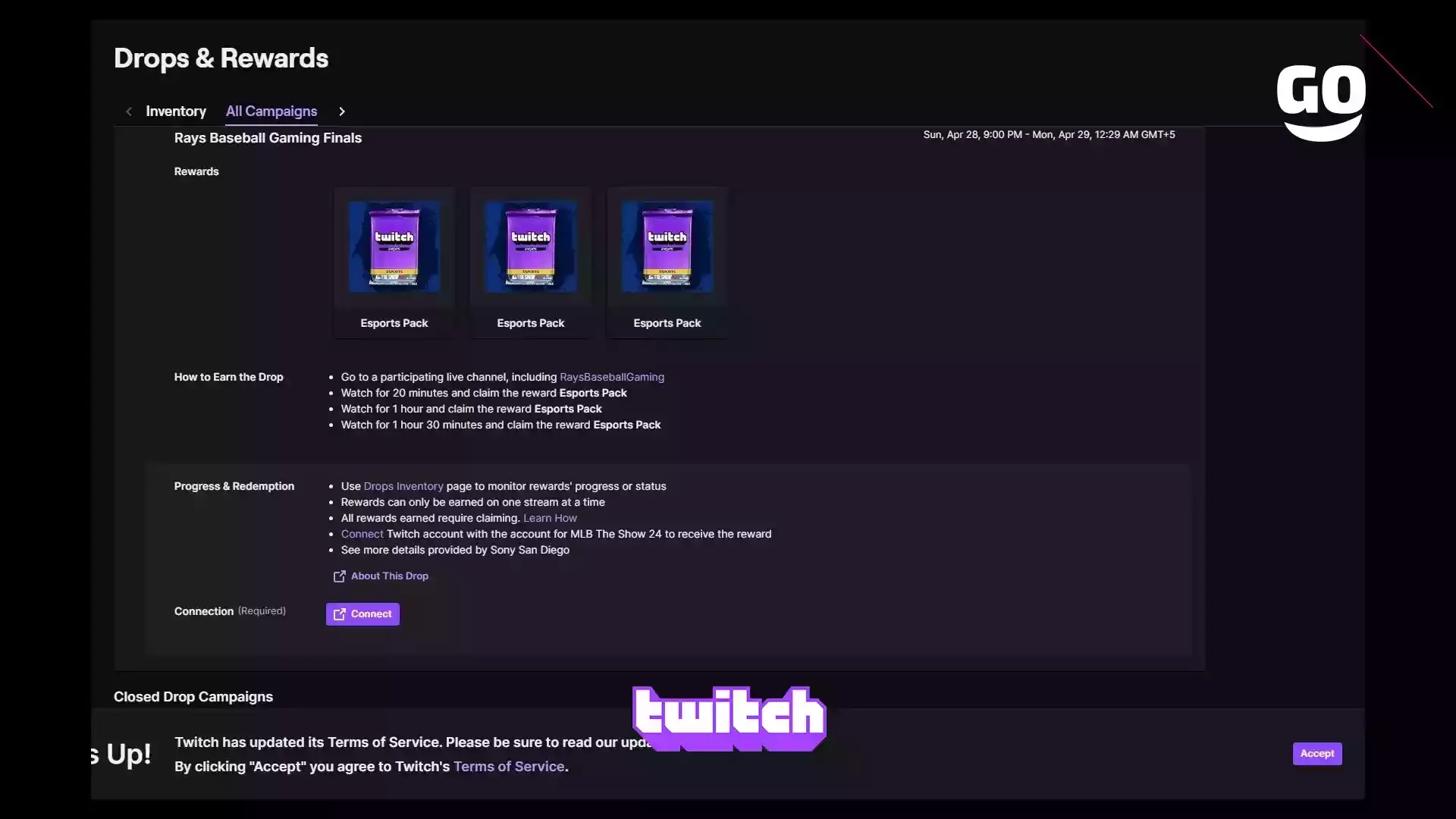 Twitch Drops Подарки на Финале Rays Baseball Gaming MLB The Show 24