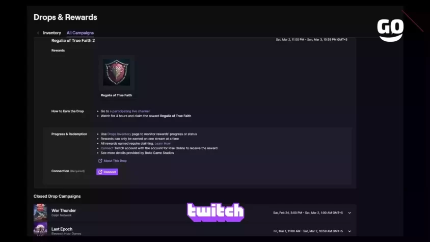 Игровые подарки Regalia of True Faith 2 от Twitch Drops для фанатов Rise Online Regalia of True Faith 2