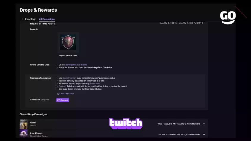 Подарки от Twitch Drops: облик Regalia of True Faith 3 для участников Rise Online. Regalia of True Faith 3