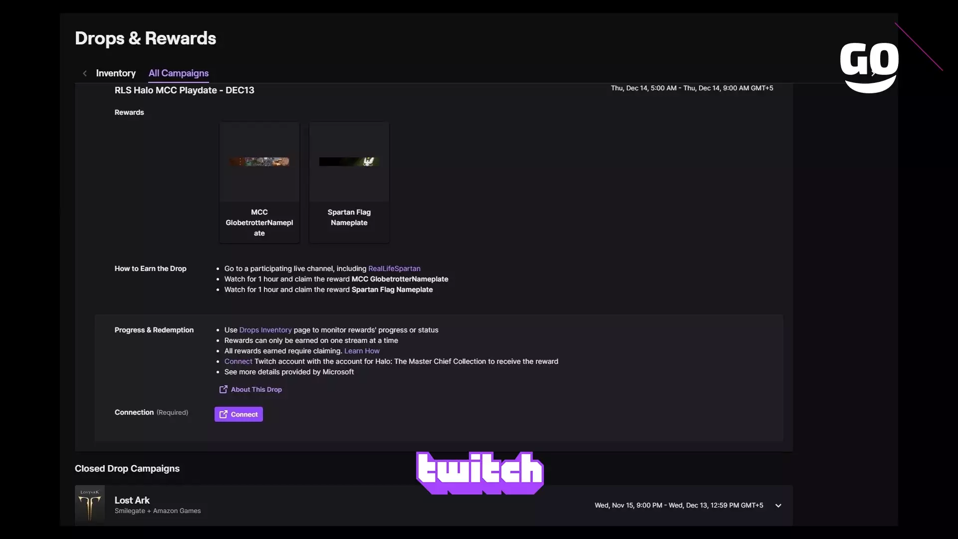 Twitch Drops раздает RLS Halo MCC Playdate — DEC13 для Halo: The Master Chief Collection