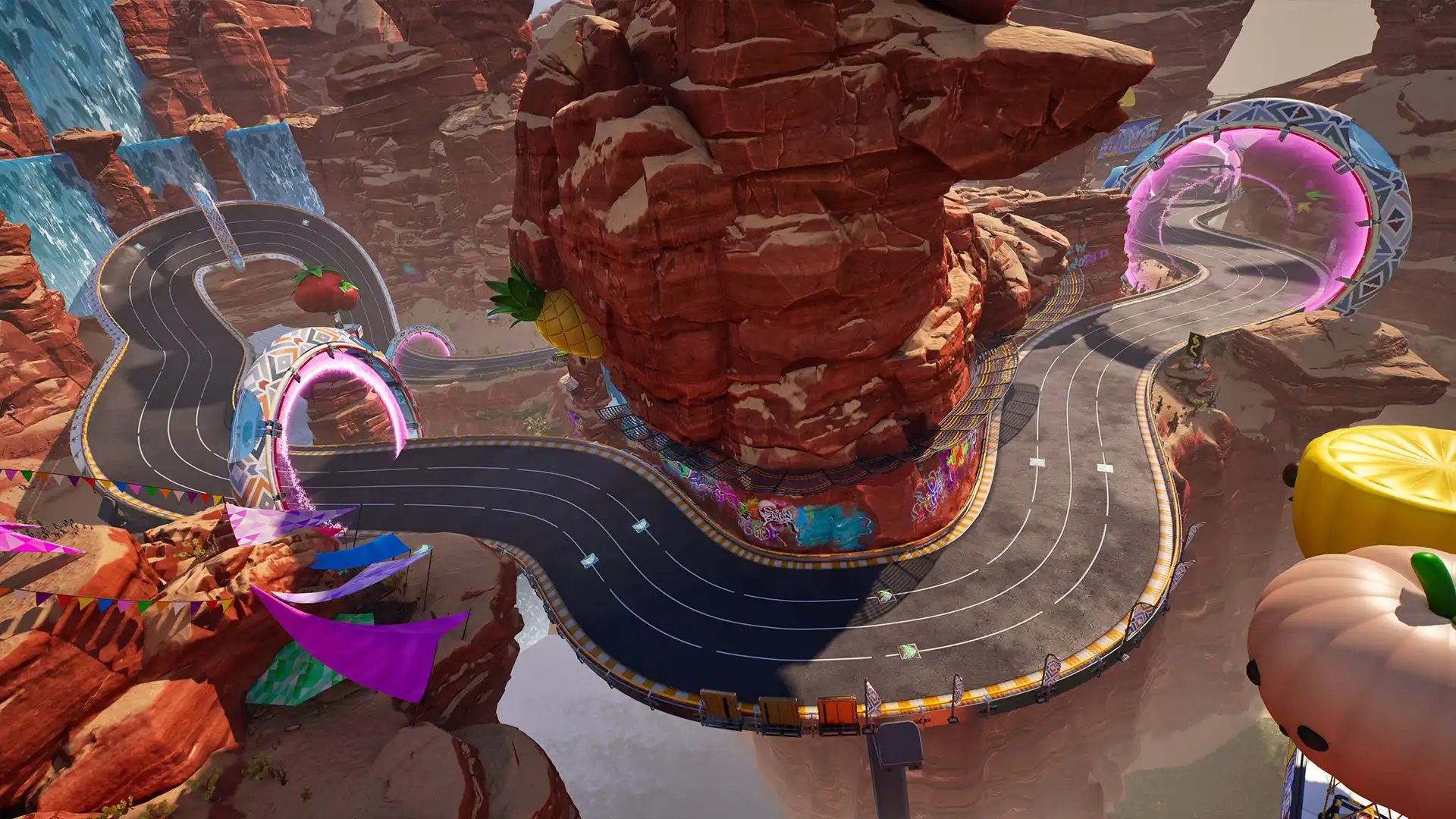 Трасса Rocket Racing, извивающаяся среди красных скал