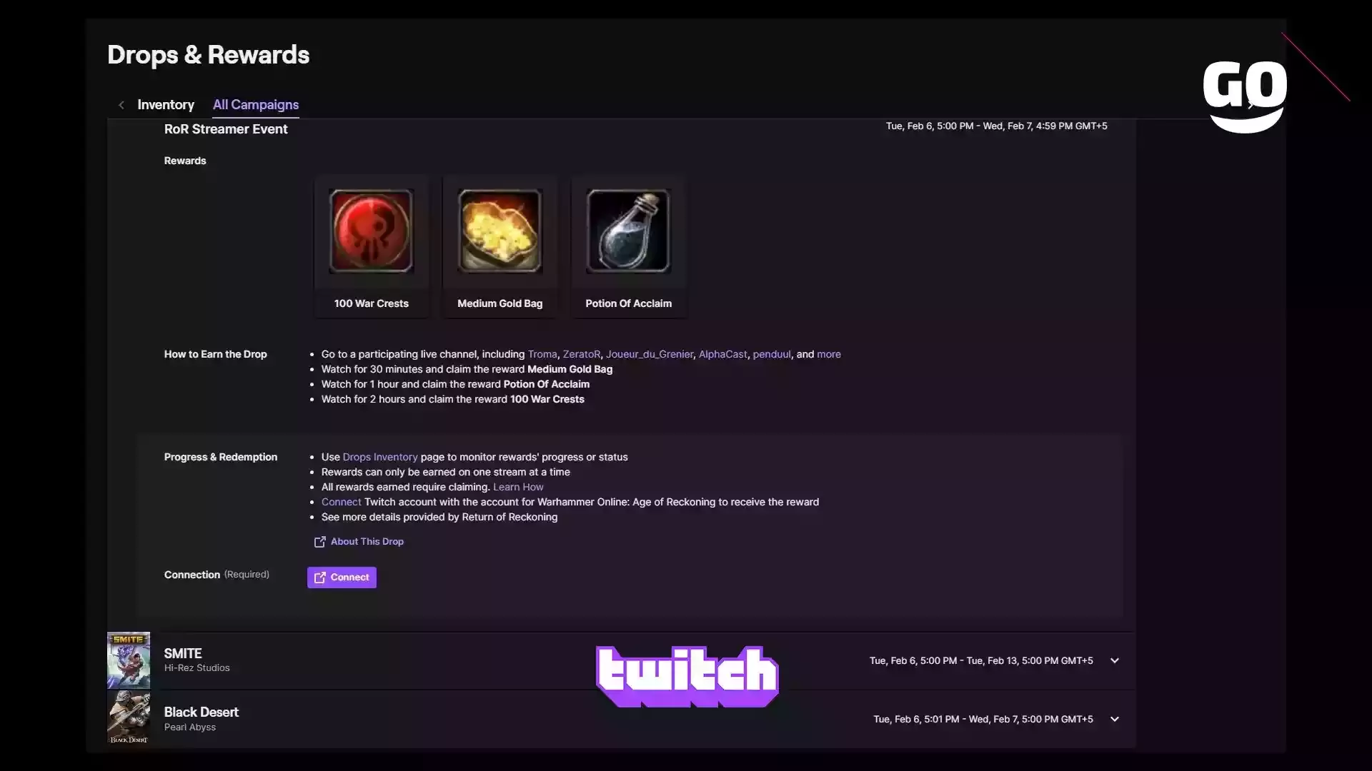 Бесплатные бонусы от Twitch для участников RoR Streamer Event в Warhammer Online