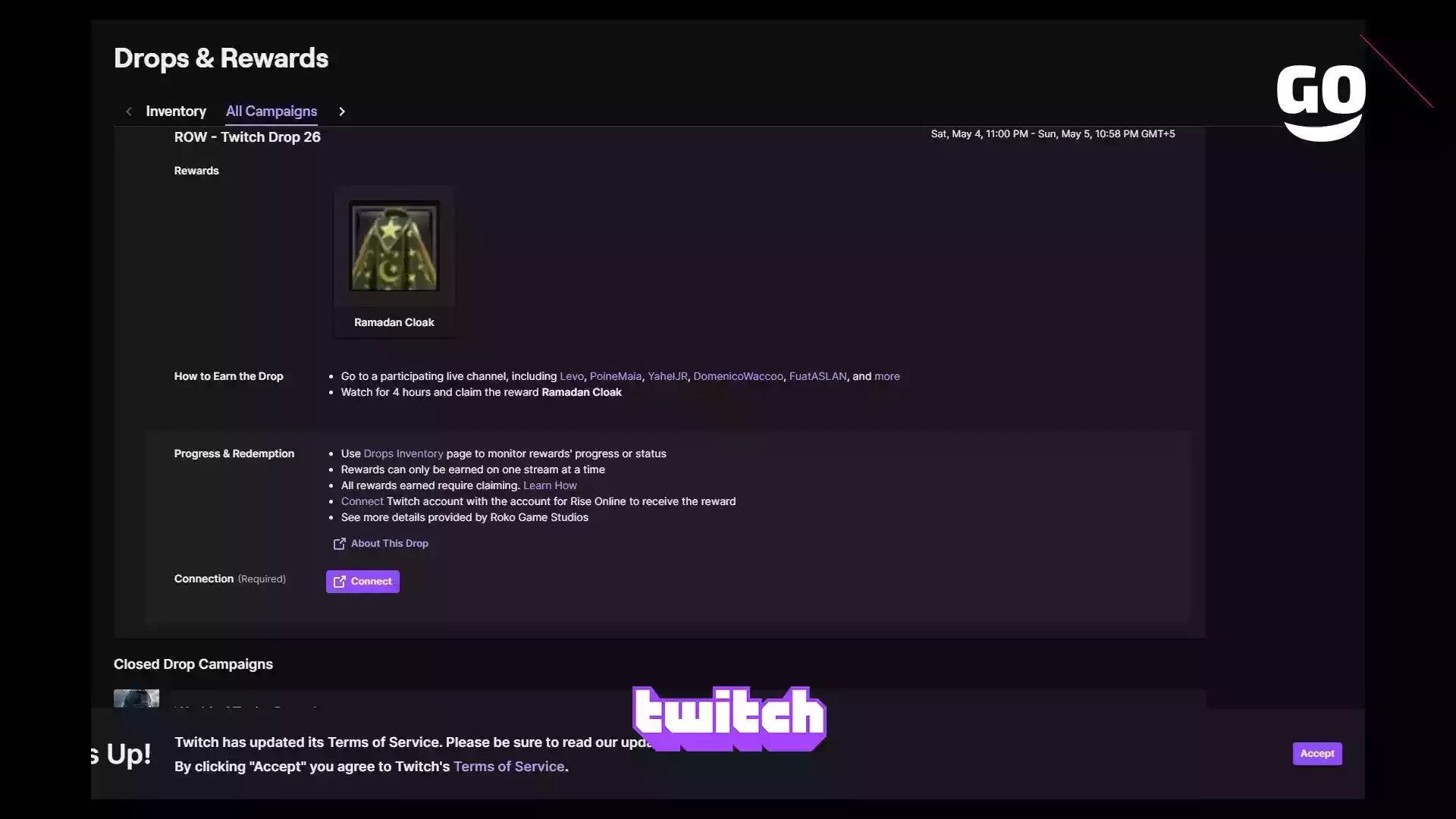 Игровые подарки на Twitch: получай облик в Rise Online