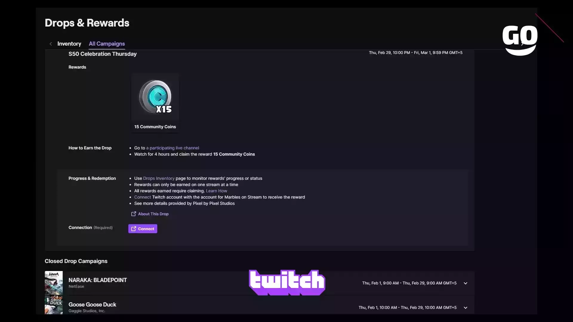 Забери уникальные подарки в S50 Celebration Thursday для Marbles on Stream через Twitch Drops