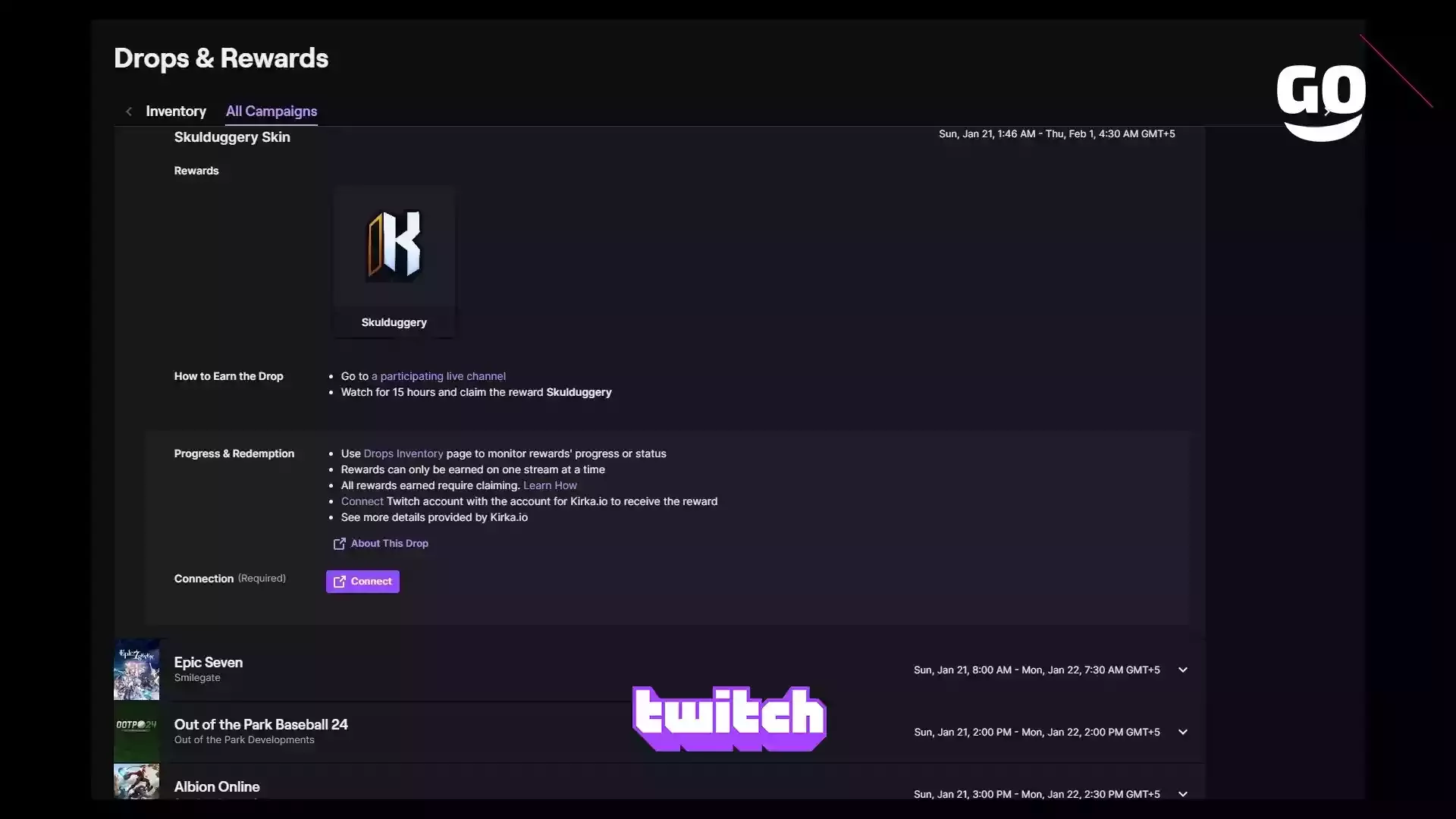 Бесплатные игровые бонусы в Kirka.io через Twitch Drops
