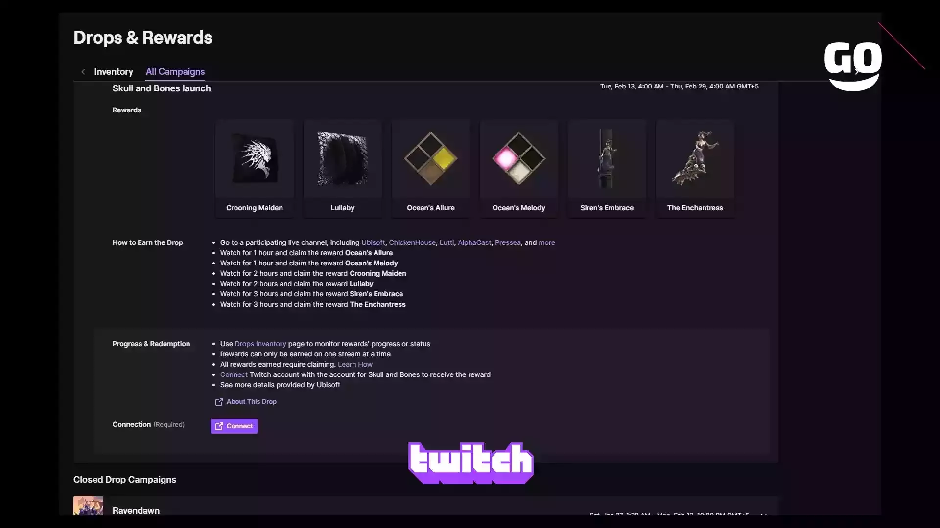 Получение эксклюзивных подарков в Skull and Bones через Twitch Drops