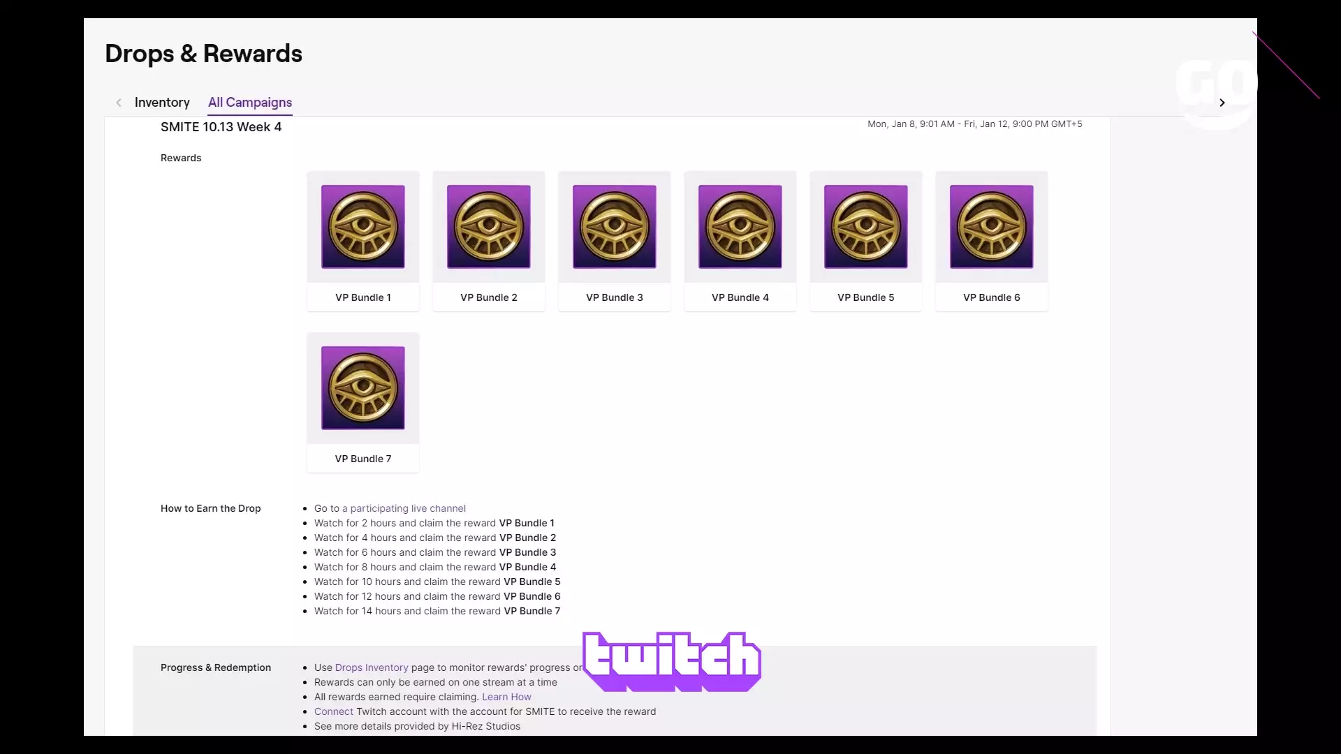Твич Дропс: Смайт 10.13 Неделя 4 для Смайт (Twitch Drops: SMITE 10.13 Week 4 for SMITE)