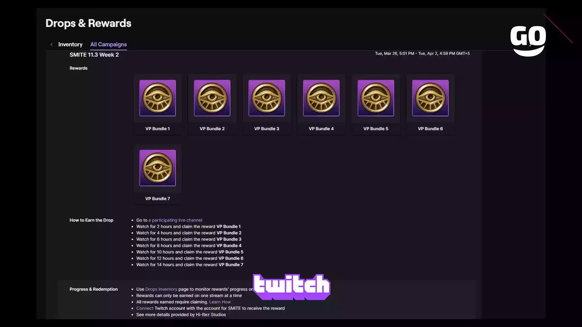 Twitch Drops: Подарки на второй неделе SMITE 11.3