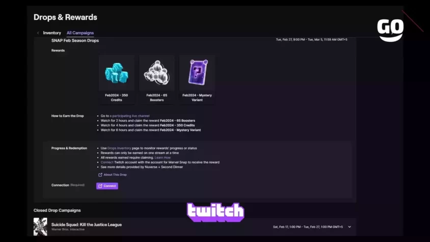 Эксклюзивные игровые предметы SNAP Feb Season от Twitch Drops SNAP Feb Season Drops